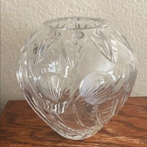 Vintage 24% Leaded Clear Glass Bowl Vase